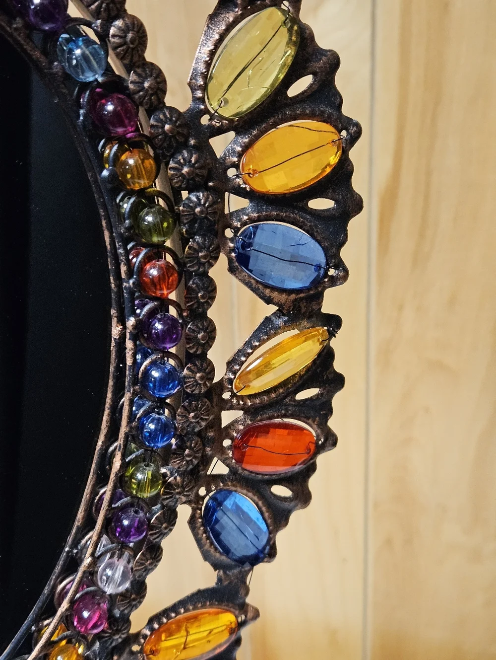 Pier 1 Imports Oval Jeweled Mirror Boho Bohemian 15